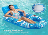 Inflatable Pool Lounger Float with Backrest & Cup Holders U-Shaped Floating Chair for Pool, Lake, V1107-CS-CQTYFP