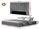 Artiss King Bed Frame with Storage Grey Velvet Headboard Gas Lift Platform Base BFRAME-E-TOKI-VELA-K-GY-AB