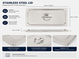 Commercial Stainless Steel GN 1/1 100mm Deep Gastronorm Bain Marie Buffet Steam Table Food Pan with V324-1-1GNPAN-10CM-WLID