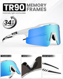 OutdoorMaster Hawk II Polarized Sports Sunglasses for Men Women, TAC 100% UV400 Protection TR90 XFOM-CG-BKK75-WHBL