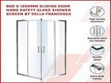 800 x 1200mm Sliding Door Nano Safety Glass Shower Screen By Della Francesca V63-829291