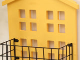 Wall Storage Shelves Hand Made Wood House Shape Wall Mounted Shelf for Bedroom Living Room Yellow V1294-YM0716-3115220072911