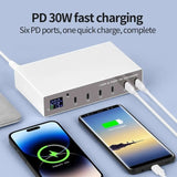 INTACT WLX-X6P 6-port USB-C multi-function PD charger, single port 30W x 6 Ports Total power 140W V28-ELEINTWLXX6P