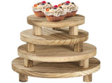4PCS Wooden Display Risers, Cupcake Display Riser, Rustic Burnt Wood Mini Display Trays, Farmhouse V1369-AZ3-W-08700