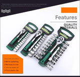 Green 12-Piece 1/2-Inch Drive 24-Tooth Ratchet & Set High-Carbon Steel, Mirror-Polished V888-ELOSUNG50887