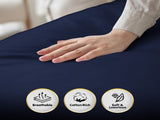 Laura Hill Luxury Living 4pc 1000 Thread Count Cotton Rich Queen Bed Sheet Set Gift Pack Navy B CVC-10QS-NV