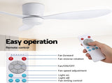 Devanti 52'' Ceiling Fan 3 Blades DC Motor w/Light w/Remote White CF-C-52-70L-WH