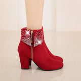 1 Pair Red High Heel Wedding Boots for Women, Stylish Rubber PU Material Shoes for Elegant and V1369-AZ3-W-13412