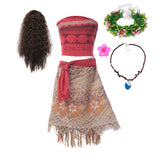 Moana Dresses Girls Children's Clothing Cosplay Vaiana Princess Dress Necklace Wig Kids Carnival V1237-ZY-203-2902