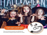 Adorable Grey Cat Ears and Tail Set with Plush Furry Design for Women Perfect for Cosplay Parties V1370-AZ4-18346