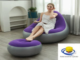 Purple Inflatable Flocked Lounge Chair & Ottoman Set with Foot Pump - Portable Ergonomic S-shaped V888-ELOSUNG49505