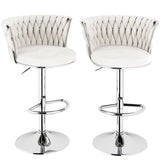 SERENIT Modern Silver Swivel Upholstered Velvet Adjustable Height Counter Stool with Metal Frame V255-GP2217R-WHITE