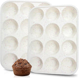 Silicone Muffin Pan, Metal Reinforced Frame Cupcake Pan 12 Cups Regular Size Easy to Move in or Out V1259-DP01-A-4507