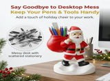 Santa Claus Resin Storage Ornament - 15cm Festive Desktop Organiser with Sack Holder for Pens, Keys V888-ELOSUNG53533