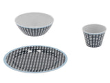 Household Tableware Fruit Salad Plate Bowl Cup Set Dark Blue Grid Pattern for Home Restaurant V1294-YM0901-3118210178011