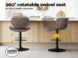 Artiss 2x Bar Stools Kitchen Swivel Gas Lift Counter Chair Wing PE Rattan Brown BA-K-1004-BRX2