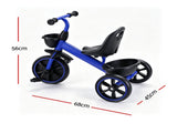 RIGO Tricycle Bike, Kids Bike with 3 wheels, basket Carbon Steel 68cm Blue KID-TRIBIKE-68-BU