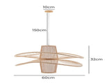 Elysian Breeze Double Natural Hand-Woven Bamboo Double Wide Pendant Lamp Light V563-75232