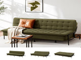 Artiss Sofa Bed, 1.9m 3-Seater Soft Innerspring Adjustable Couch Futon Chair for Apartment Dorm SBED-SPR-VEL8193-GN