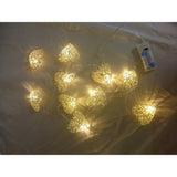 50 White 3D Hollowed Rattan Heart-Shaped 5M LONG String Fairy Lights, Battery Indoor & Outdoor V382-WHHRTRATTBATT50