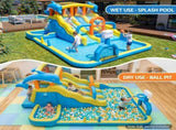 Keezi Inflatable Splash Kids Pool Water Slide Park with Blower 4m x 5.65m IOT-PARK-2747-BU