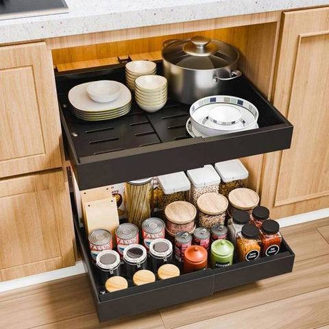CARLA HOME 2 Pack Pull Out Cabinet Organizer Expandable for Cabinets with Adjustable Slide Out LSB-36208