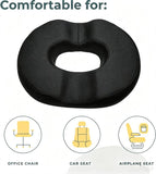 Black Memory Foam Donut Seat Cushion, Breathable Washable Tailbone Support for Office and Car Seats V1188-MS-731-031