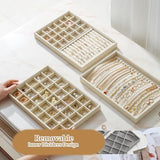 Large Velvet Jewelry Tray Display Drawer Inserts 2 Pack Stackable Jewelry Organizer for Earring V1107-107-05507-BLK-35GRIDS