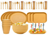 Four-person Set Yellow Eco-Friendly Wheat Straw Dinnerware Set, Plate, Bowl, Cup & Utensil Set V888-ELOSUNG17615