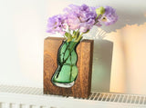 Vase with inlaid wood and glass - Rustic style wood and glass vase - Solid wood and glass vase V1259-DP01-BO-465