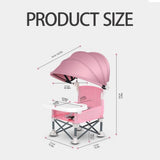 Portable Foldable Highchair for Children with Sunshade and Removable Food Tray, Pink V1188-MS-325-1211