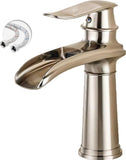 Waterfall Bathroom Faucet Single Handle Mixer Tap Hot and Cold for Bathroom Sink Washbasin, Low V1237-ZY-917-114