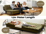 Artiss Sofa Bed, 1.9m 3-Seater Soft Innerspring Adjustable Couch Futon Chair for Apartment Dorm SBED-SPR-VEL8193-GN