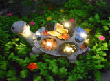 Turtle and Butterfly Charming Solar-Powered Animal Garden Statue - Waterproof Resin Figurine with V888-ELOSUNG34547