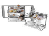 18"W Opening Blind Corner Pull Out Organizer, 2 Tier 4 Shelf Kitchen Cabinet Organizer, Magic Chrome V952-MJSNLDGG2C345BN6UV0