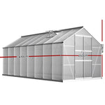 Green Fingers Greenhouse 4.7x2.5x2.26M Double Doors Aluminium Green House Garden Shed GH-ALU-C-470X250-DOU-AB