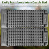 Self-inflating mattress 10cm, light blue, waterproof lightweight tear-resistant durable with foot V1188-MS-325-0715
