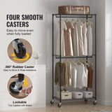 VEVOR Heavy Duty Clothes Rack, Double Hanging Rods Clothing Garment Rack with Bottom and Top Storage V952-JYKCYJ2838122UE86V0