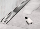 1200mm Bathroom Shower Stainless Steel Grate Drain w/Centre outlet Floor Waste Square Pattern V63-832831