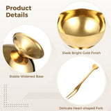 4PCS Stainless Steel Dessert Cups, Gold Metal Dessert Bowls with Forks, Reusable Salad Serving V1369-AZ3-W-08789