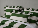 Vintage Design Homewares Candy Ruffle Green Striped Washed Cotton Quilt Cover Set King V442-HIN-QUILTCS-CANDYRUFFLE-GREEN-KI