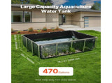 Canvas Fish Pond, 1781.3L Above Ground Fish Pond, PVC Koi Tank with Clear Viewing Panel, Rectangular V952-DSYCHSDTMC21LEAON002V0