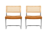 Artiss Dining Chairs Set of 2 PU Leather Rattan Cantilever Brown UPHO-C-DIN-2504-BRX2