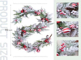 70 Inch Christmas Candy Cane Garland for Front Door, Winter Red White Xmas Holiday Garland for V1258-DP02-C-2711