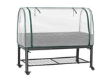 Green Fingers Mobile Raised Garden Bed with Greenhouse Cover Storage Shelf for Tomato Vegetables GB-AG-PLAT-GH-WH