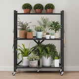 VEVOR 3-Tier Foldable Storage Shelf with Wheels 71 x 33 x 91 cm Metal Shelving V952-YDKZDHJHS3C1VVYHI001V0