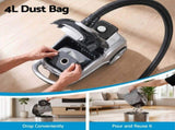 DEVANTI Bagged Vacuum Cleaner Powerful Suction for Carpet Wood Tile Floor VAC-KB-2108-BK