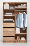 MALMO THREE SHELF/FOUR DRAWER WALK IN WARDROBE - FLUTED - NATURAL OAK V164-ECW4SFB