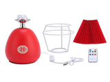 Red Pleated Table Lamp Beside Nightstand Lamp 3 Color Temperature Stepless Dimming Reading Desk Lamp V1294-YM0901-3119240151911