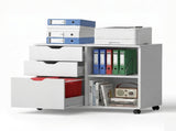 Artiss 3 Drawer Mobile Filing Cabinet Printer Stand Cabinet Home Office Storage White FURNI-Q-FC-3D-WH